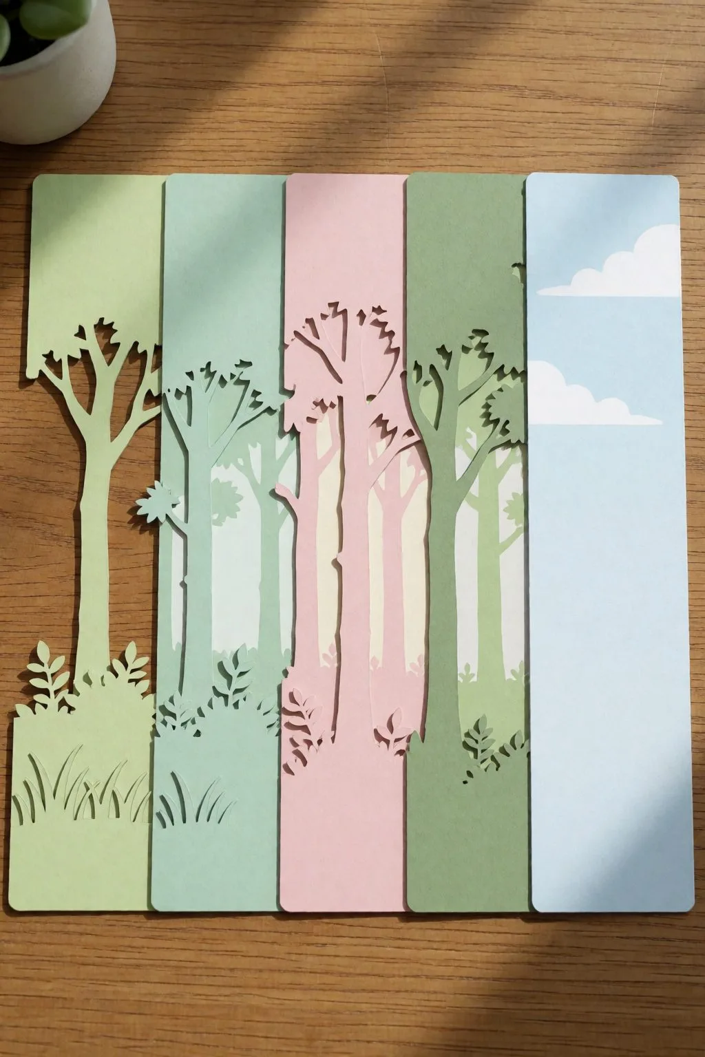 simple five layer shadow box template layers laid out on craft table