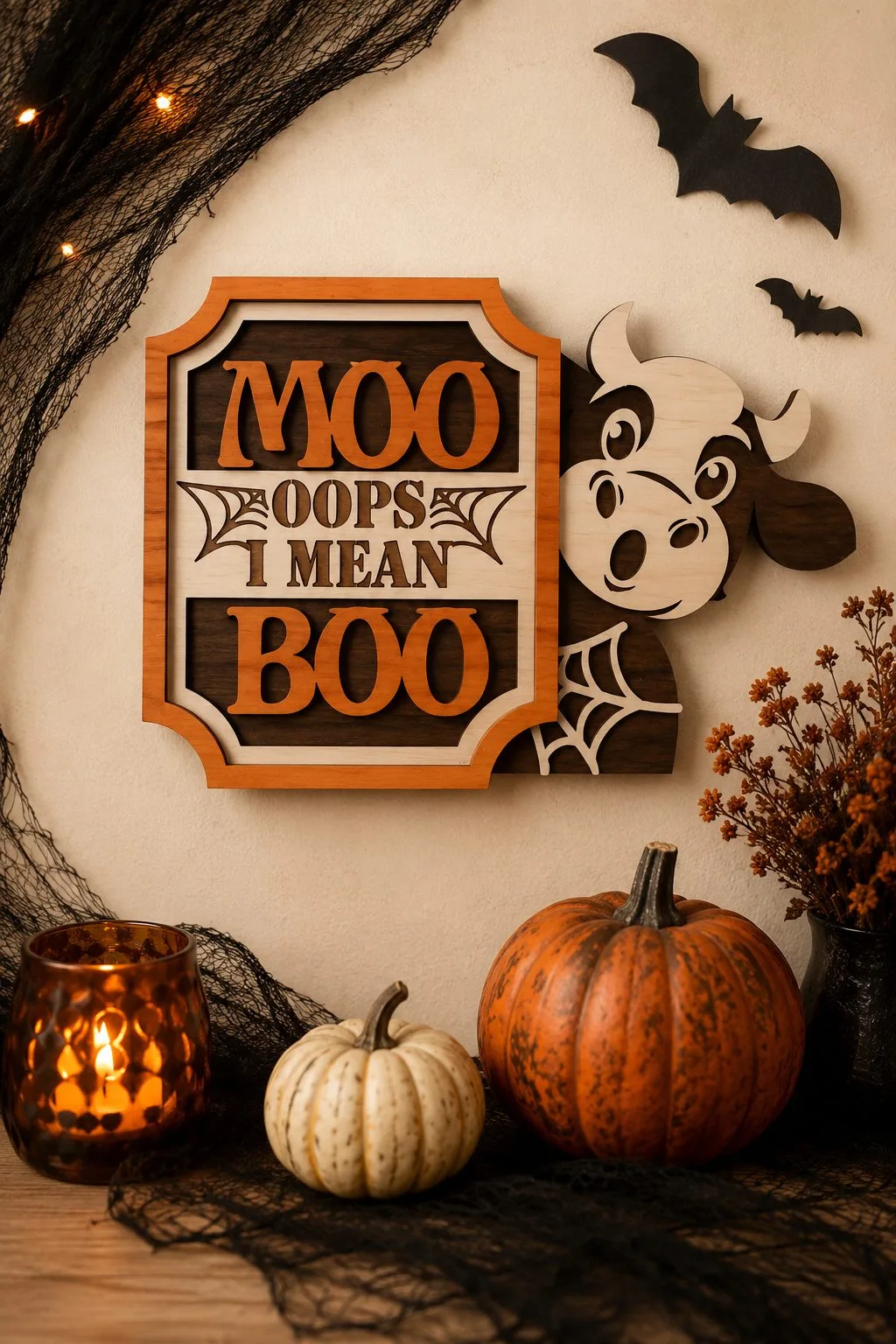 Moo Oops I Mean Boo Cow Sign — SVG laser cut file