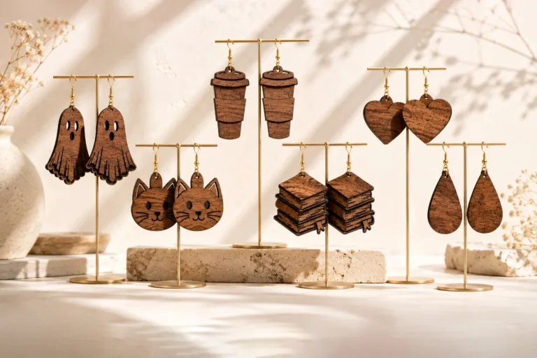 Laser Cut Earring SVG Files: Ghosts, Cats and Book Stacks