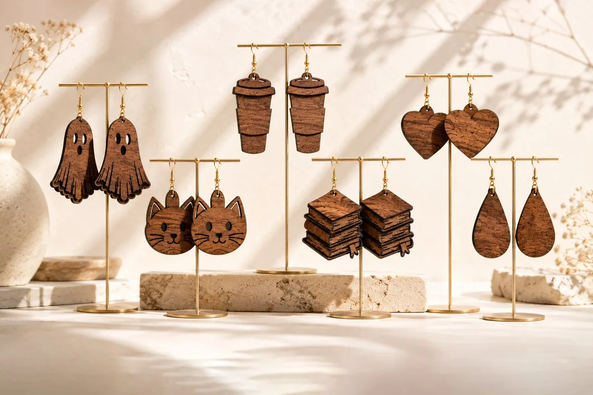 Laser Cut Earring SVG Files: Ghosts, Cats and Book Stacks