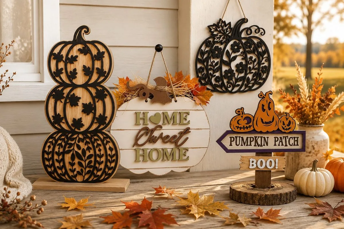 Pumpkin Laser Cut SVG Designs: Signs, Stacks and Cutouts