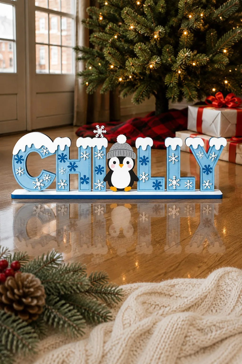 CHILLY Sign With a Penguin — SVG laser cut file