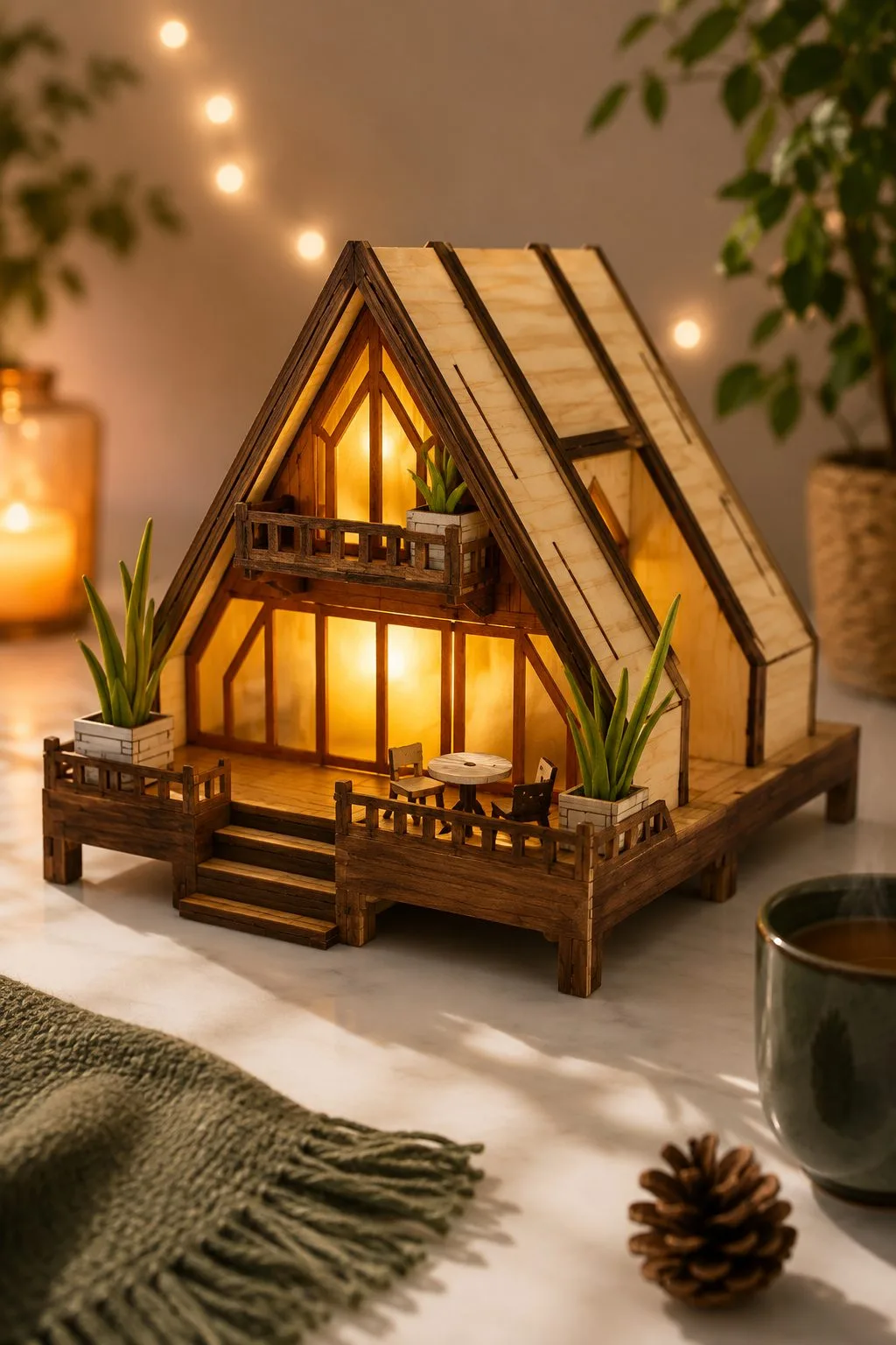 A-Frame Cabin Night Light — SVG laser cut file