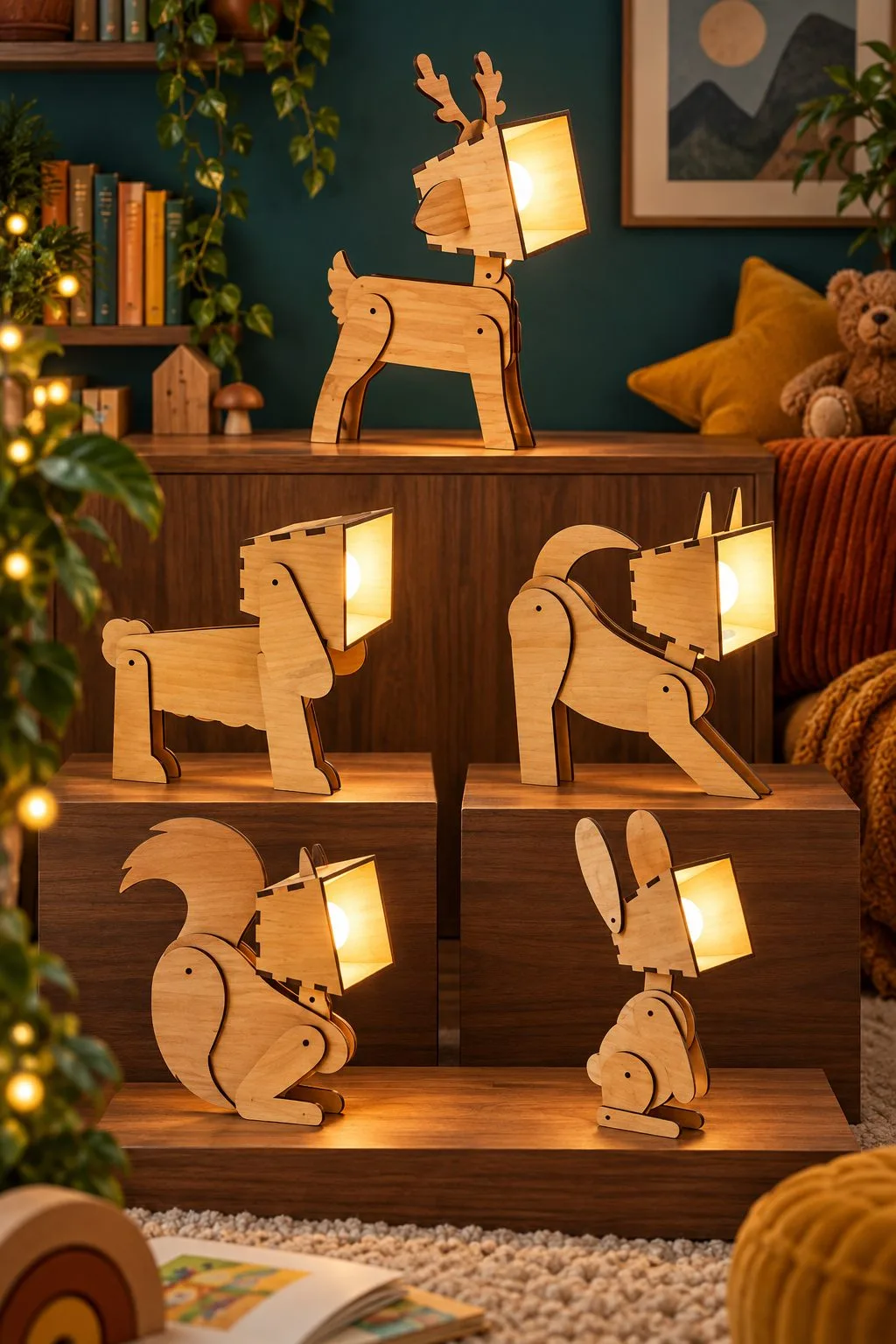 3D Wood Animal Desk Lamp Laser Bundle — SVG laser cut file