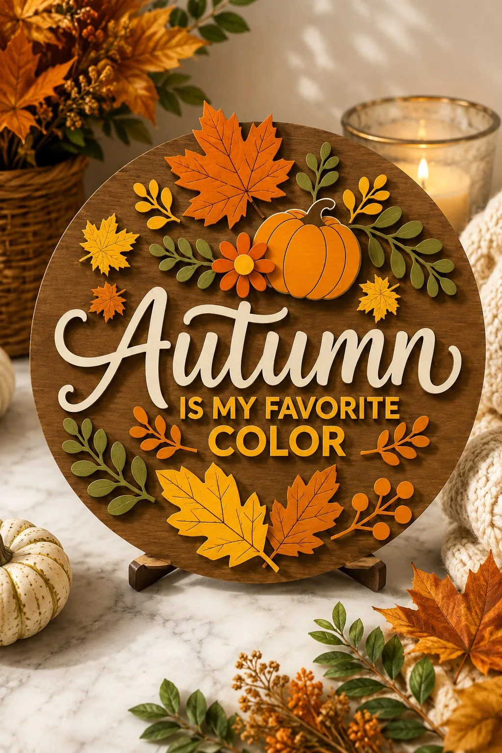 Autumn Is My Favorite Color Round Sign — SVG laser cut file