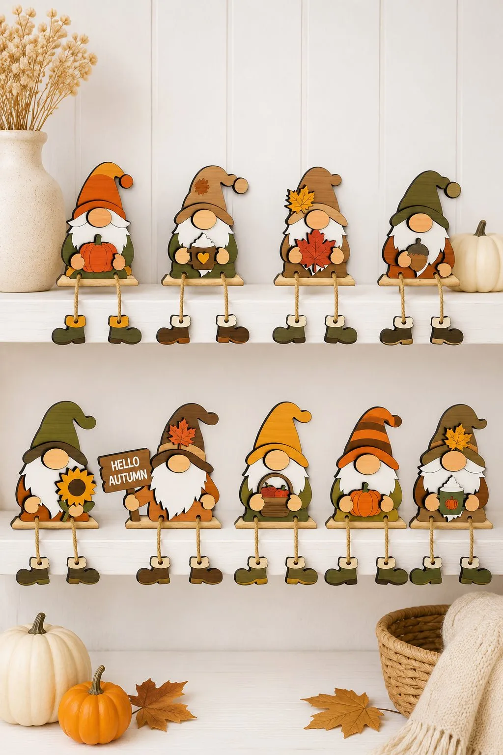 Autumn Gnome Shelf Sitters — SVG laser cut file