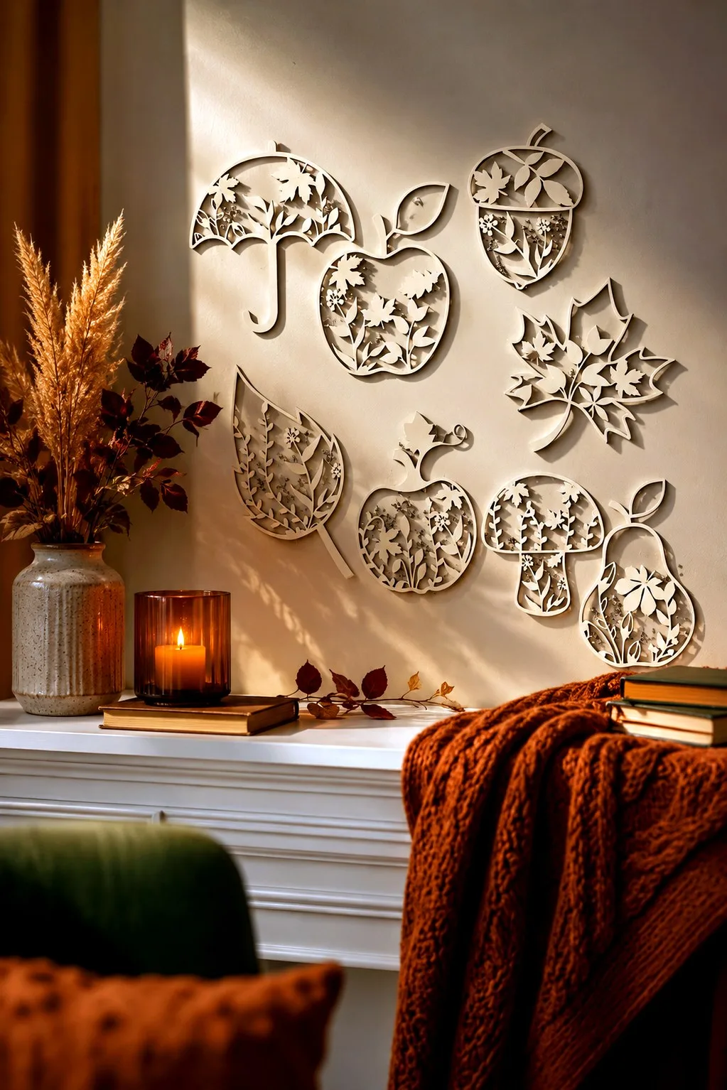 Fretwork Autumn Wall Shapes, Cream — SVG laser cut file