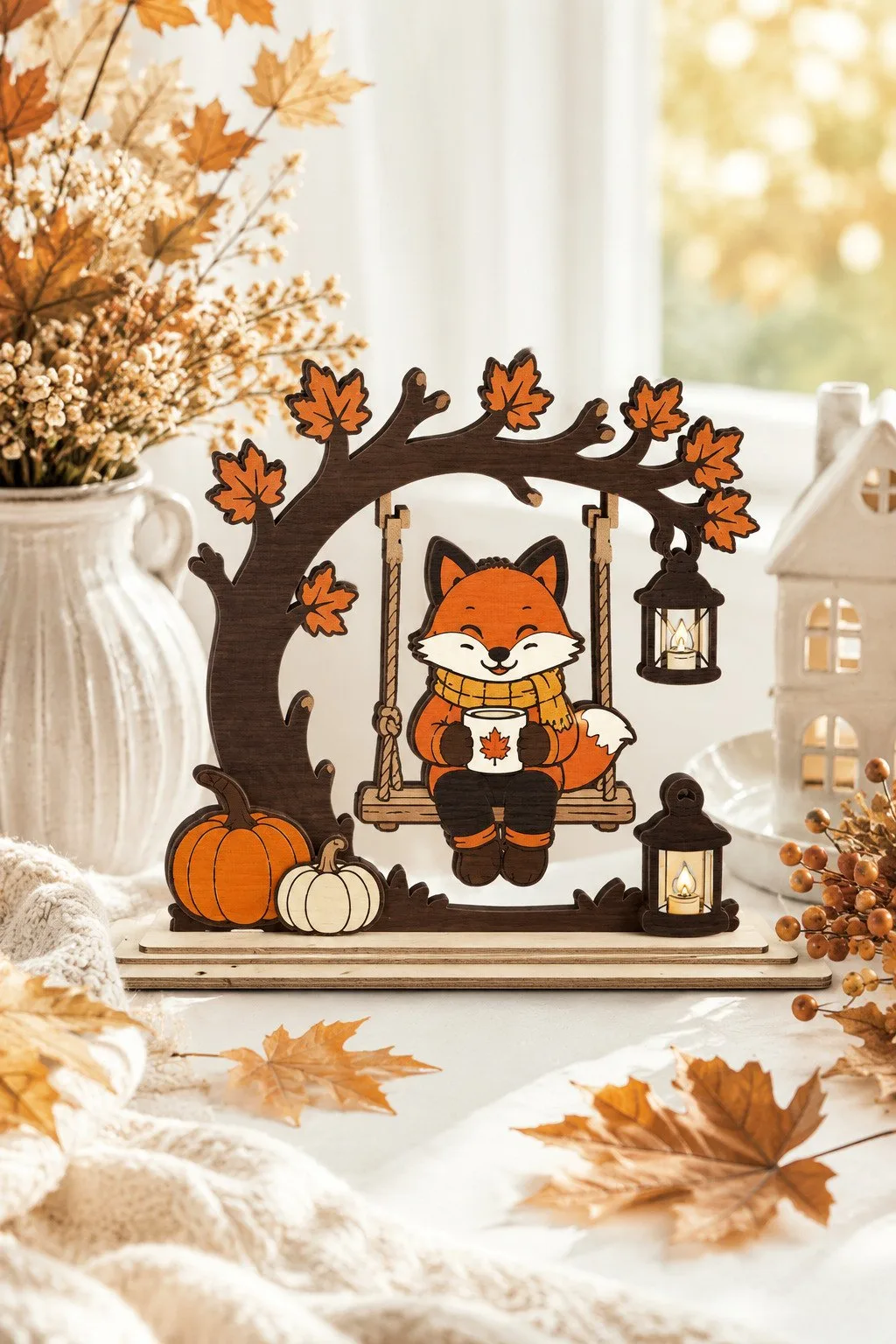 Autumn Swing Shelf Sitter Bundle — SVG laser cut file