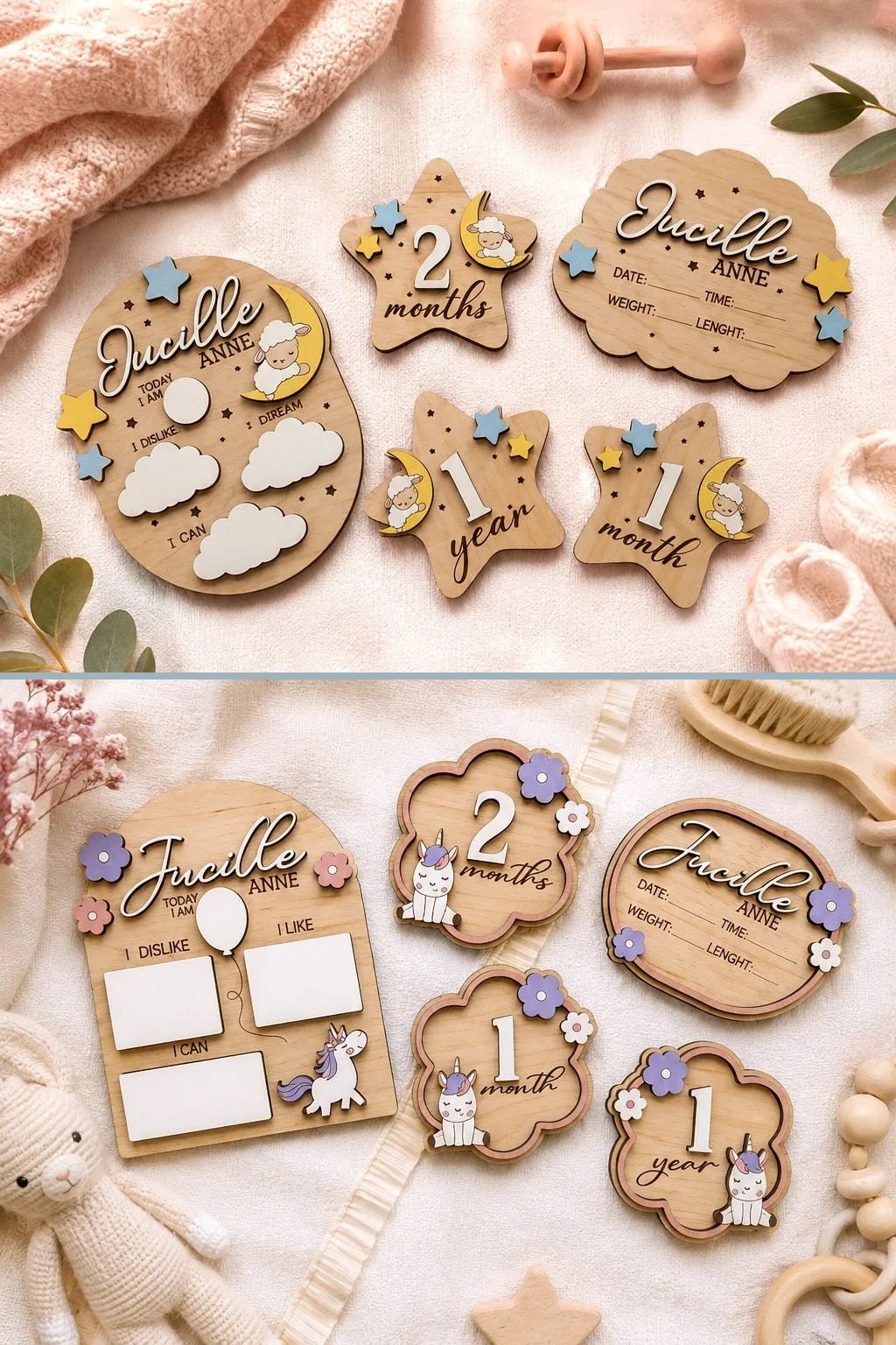 Baby Milestone Board and Month Discs — SVG laser cut file