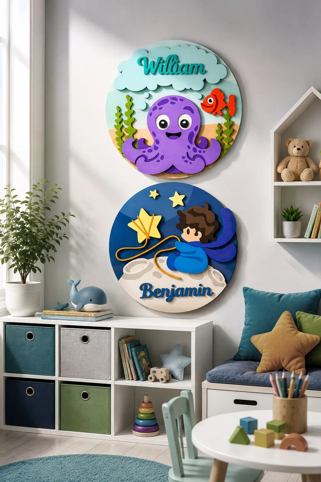 Round Nursery Name Signs — SVG laser cut file