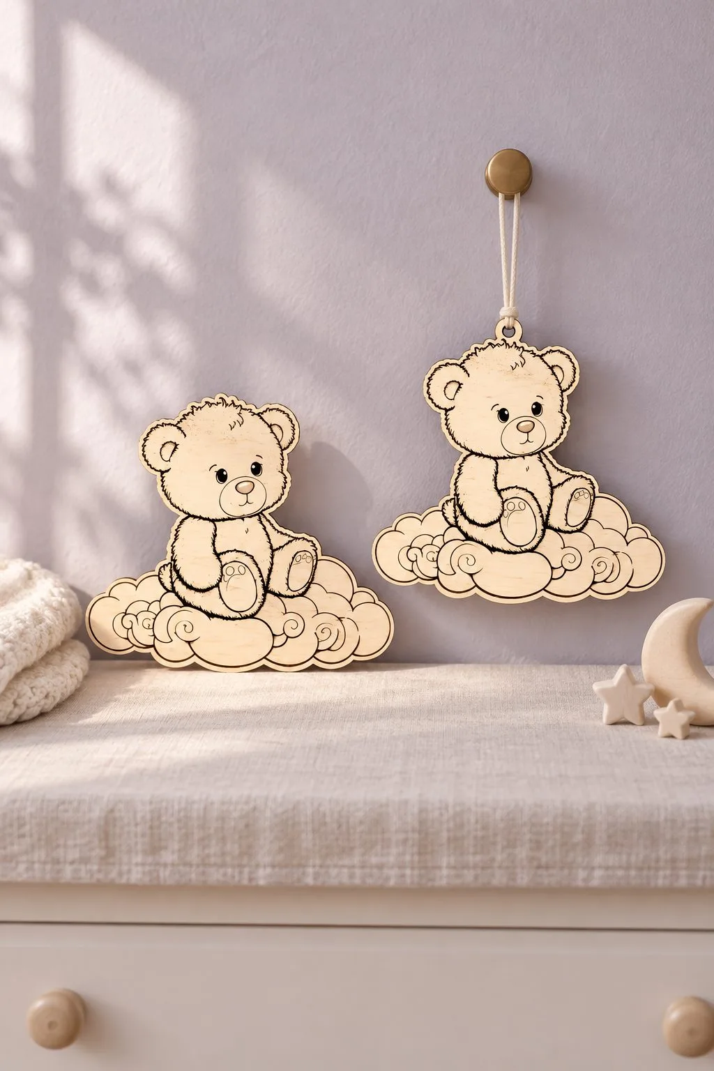 Bear Sitting on a Cloud V2 Baby Shower — SVG laser cut file