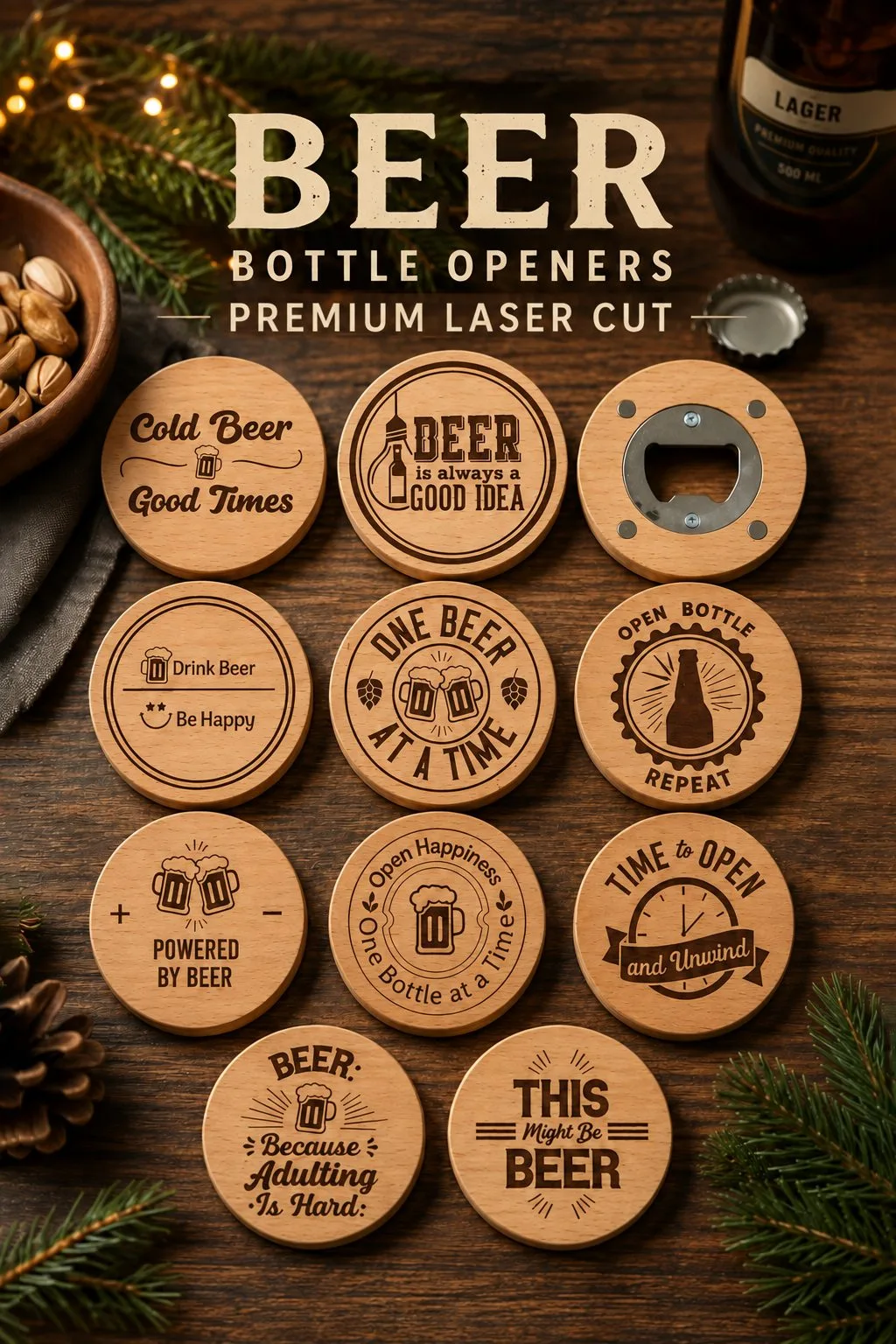 Beer Bottle Opener Laser Cut Bundle | CNC — SVG laser cut file