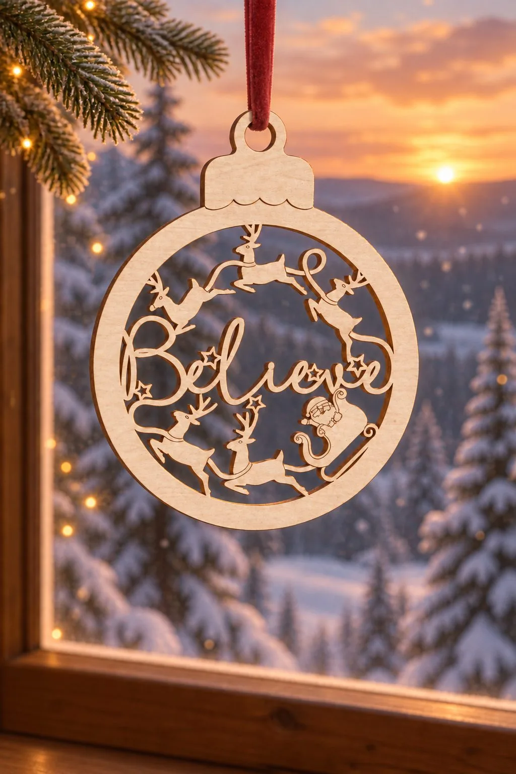 Believe Christmas Bauble Laser Cut Sign — SVG laser cut file