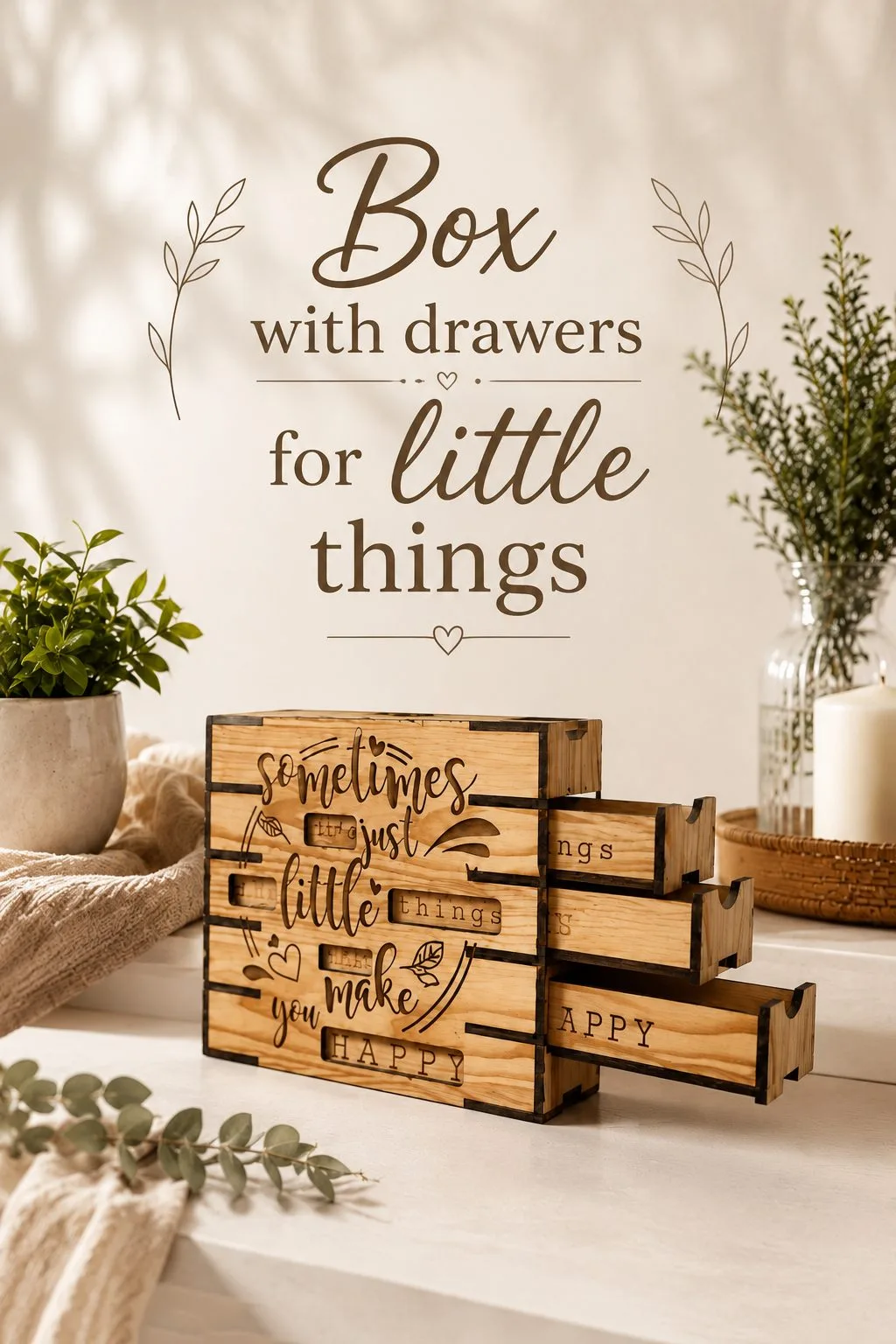 Box with Drawers for Little Things — SVG laser cut file