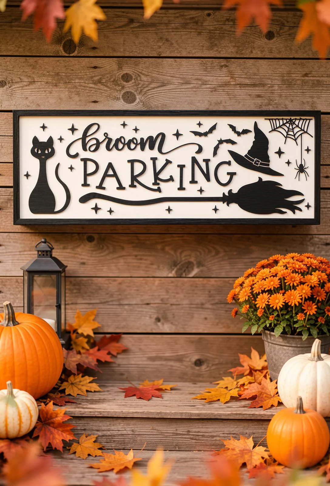 Broom Parking Halloween Porch Sign — SVG laser cut file
