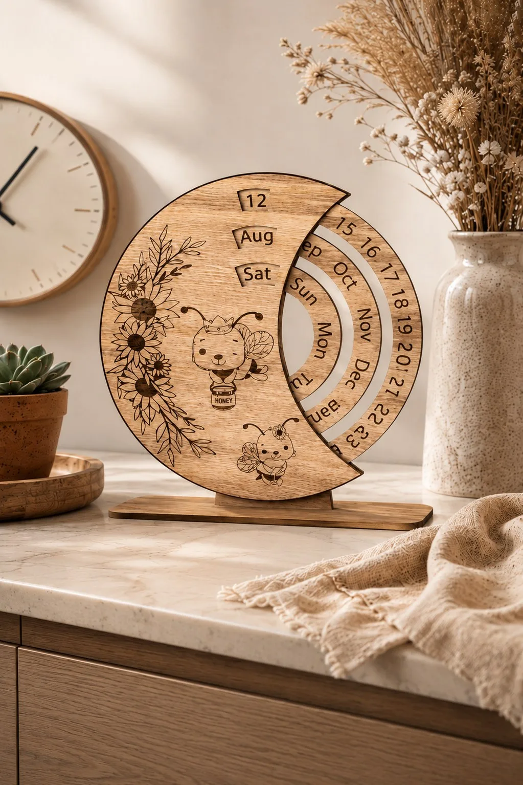 Perpetual Calendar With Turning Rings — SVG laser cut file