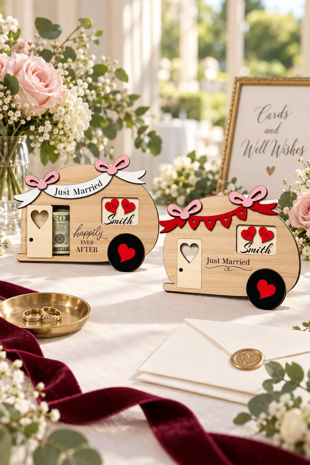 Camper Wedding Money Holder Just Married — SVG laser cut file