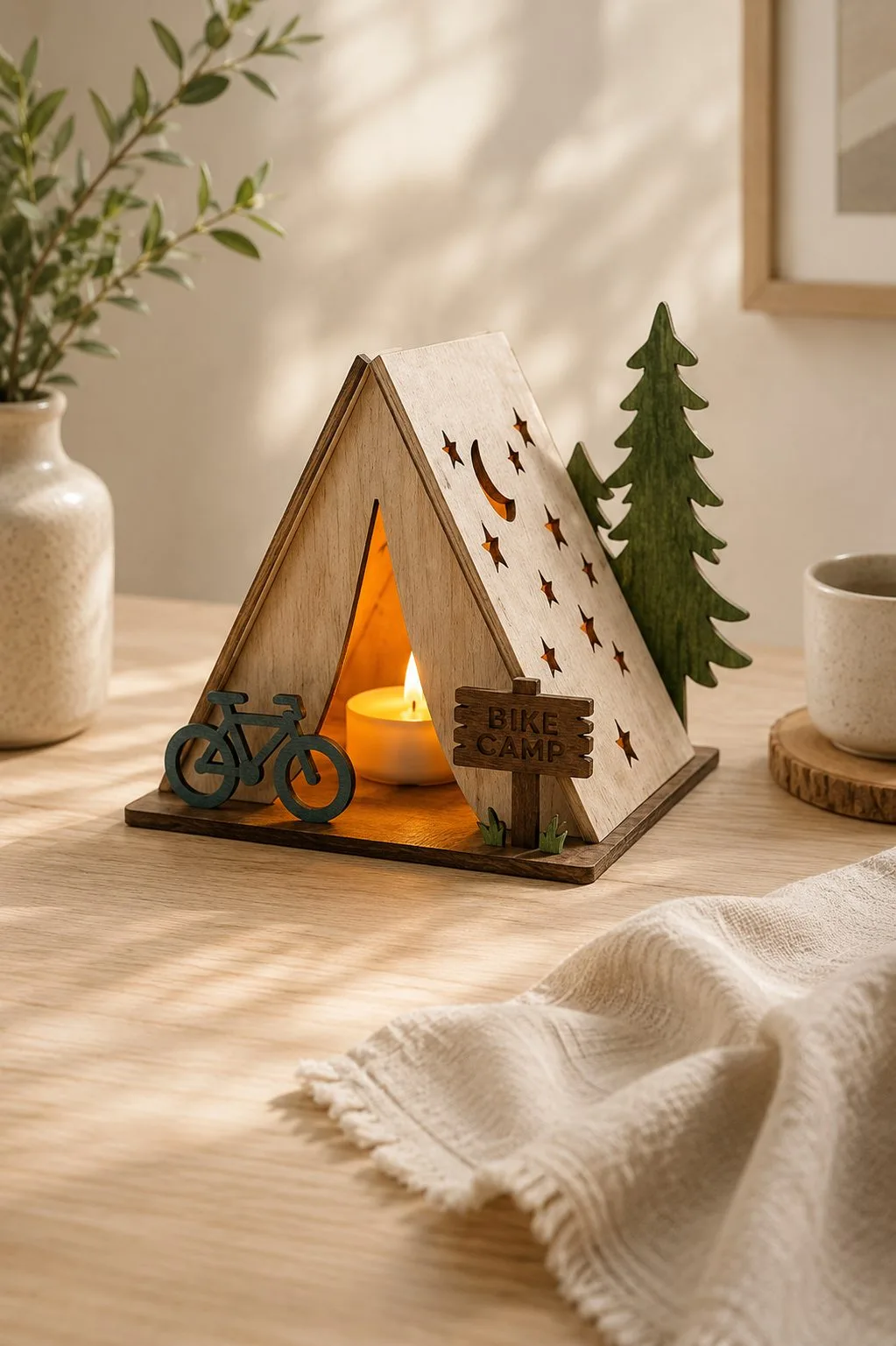 Bike Camp A-Frame Tent Night Light — SVG laser cut file