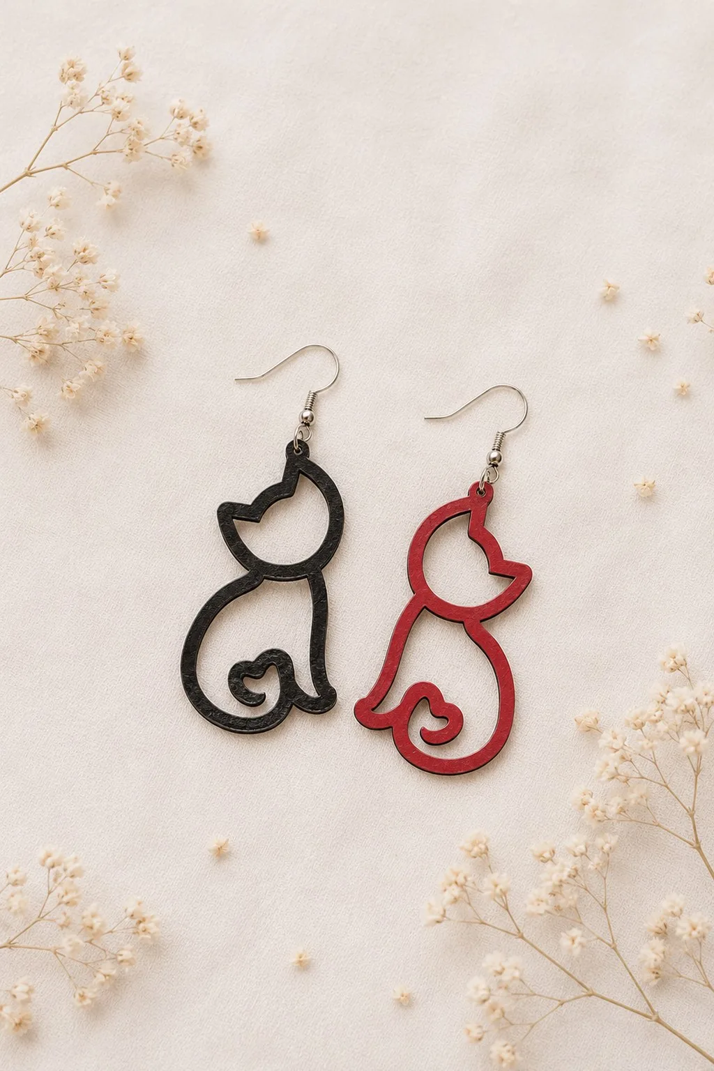 Two-Tone Cat Outline Earrings — SVG laser cut file