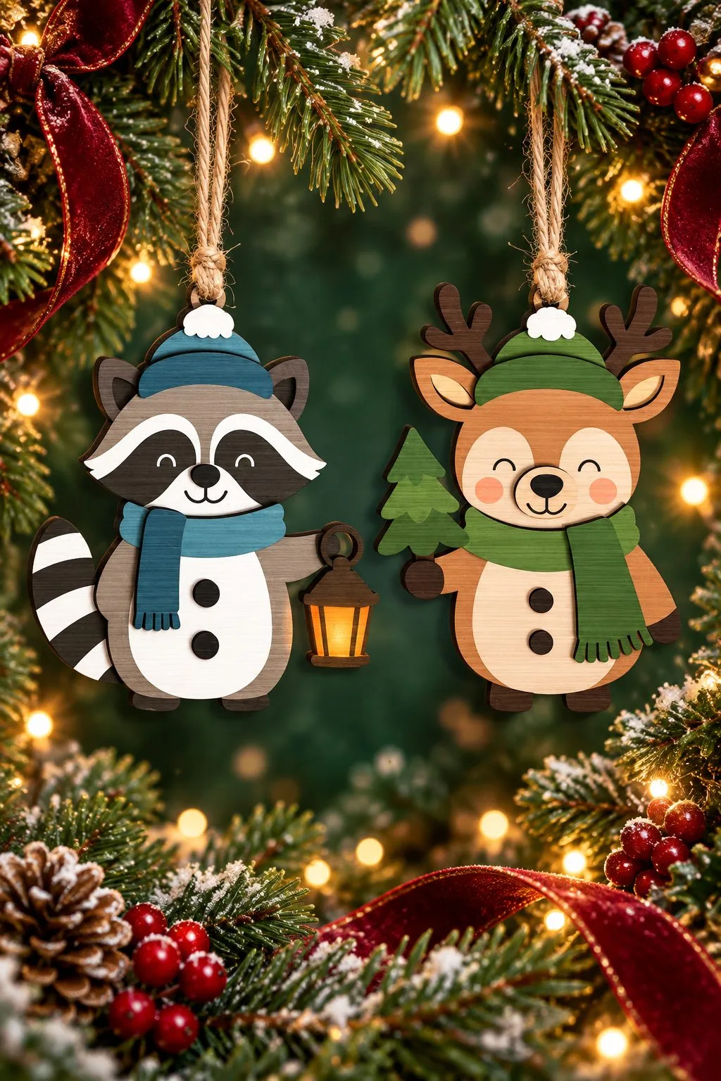 Christmas Animal Ornament Bundle — SVG laser cut file
