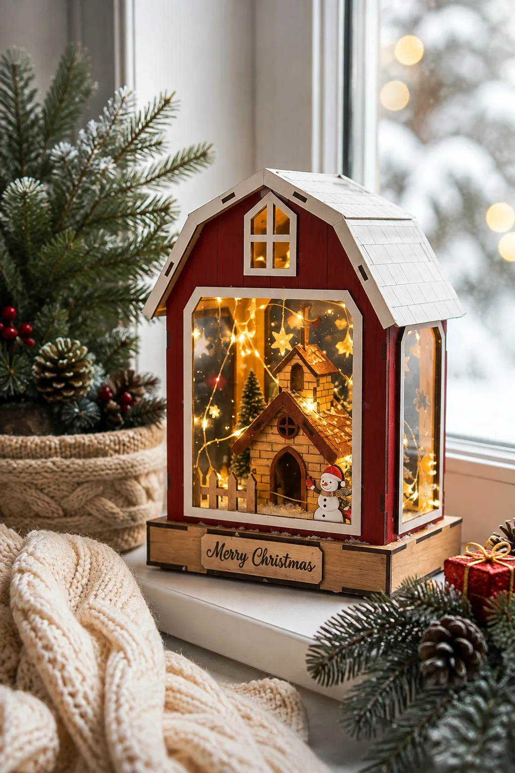 Christmas Barn Lantern Light Box — SVG laser cut file