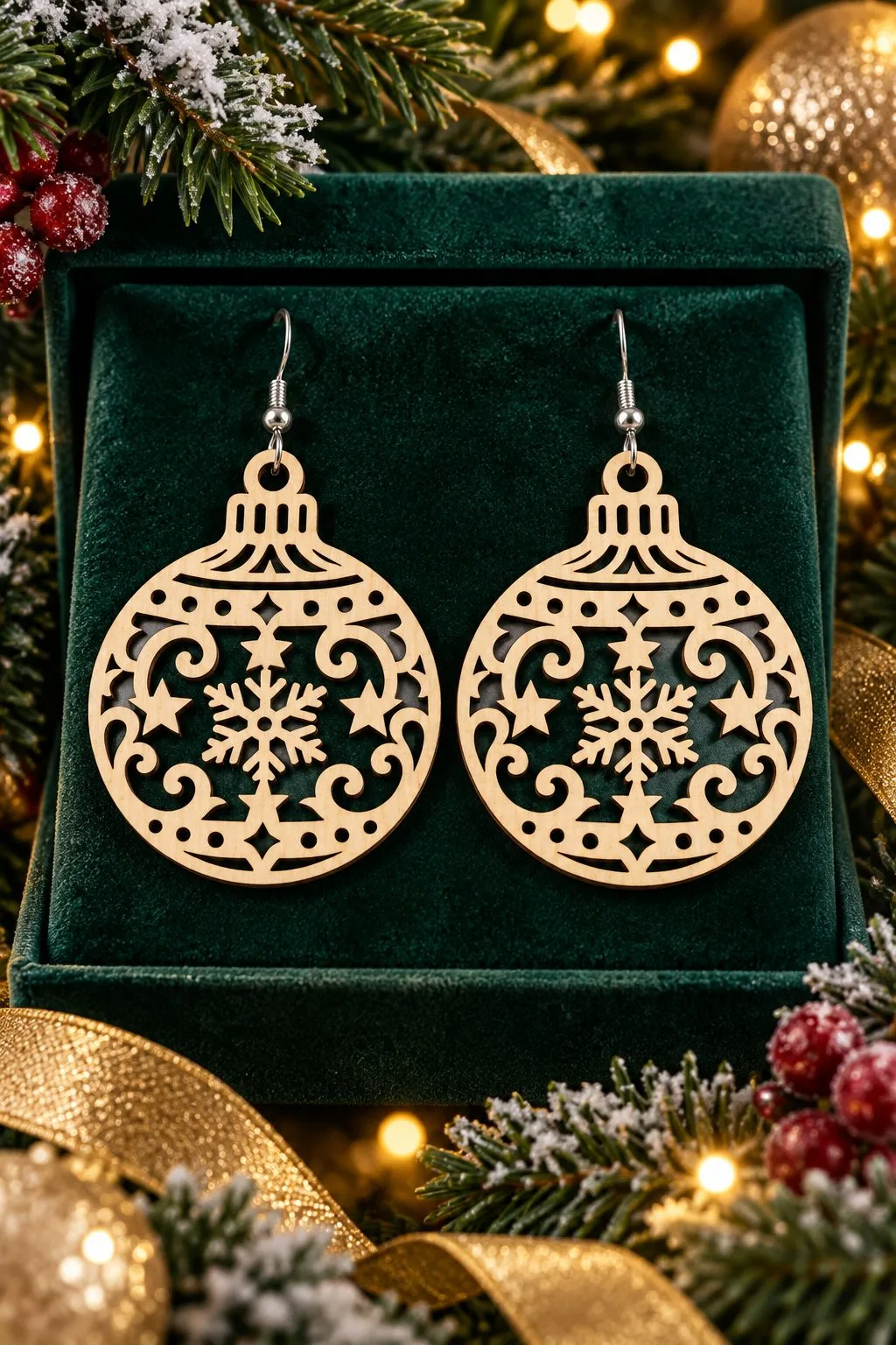 Christmas Bauble Earrings Laser Cut — SVG laser cut file