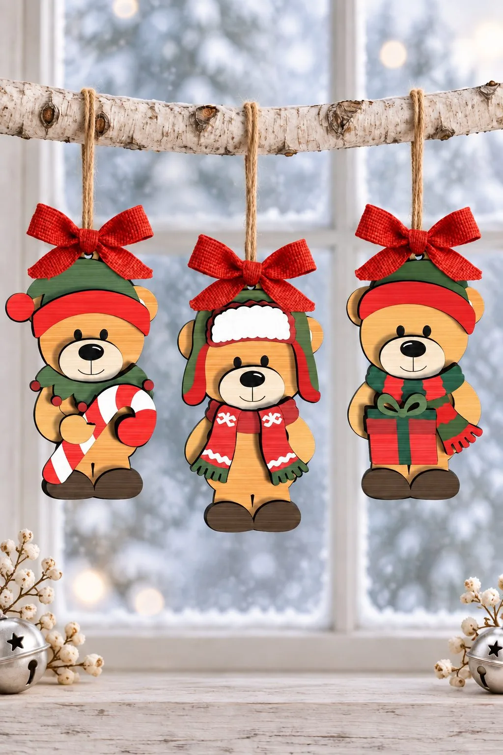 Christmas Bear Ornament Laser Cut Bundle — SVG laser cut file