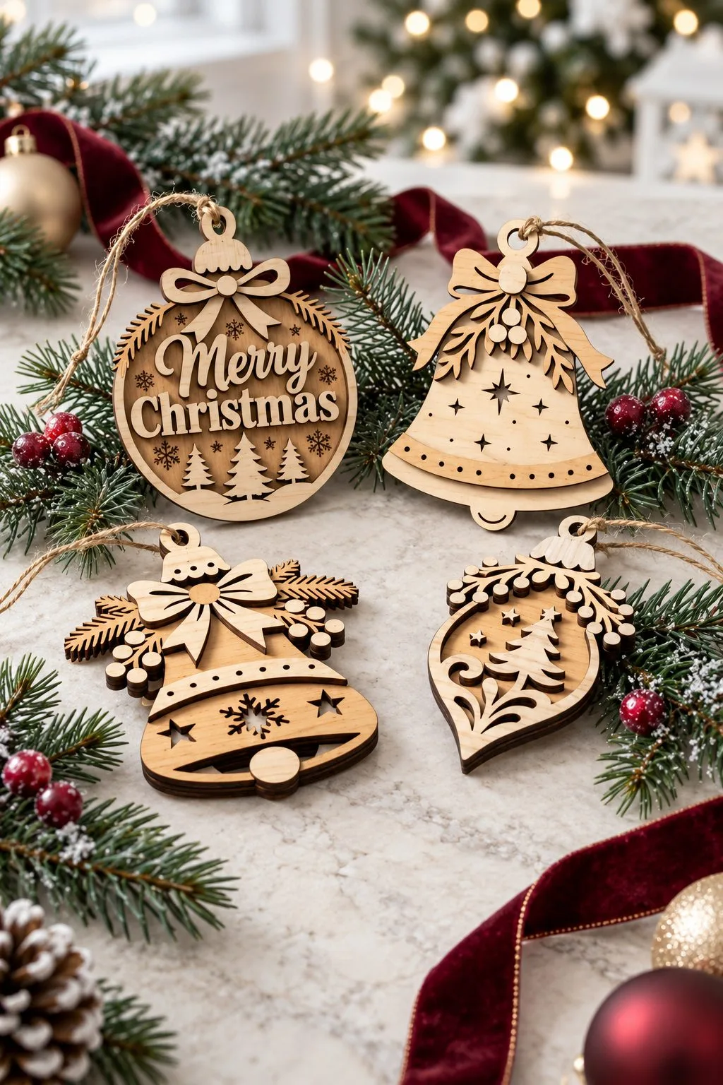 Christmas Bell Ornament Bundle — SVG laser cut file