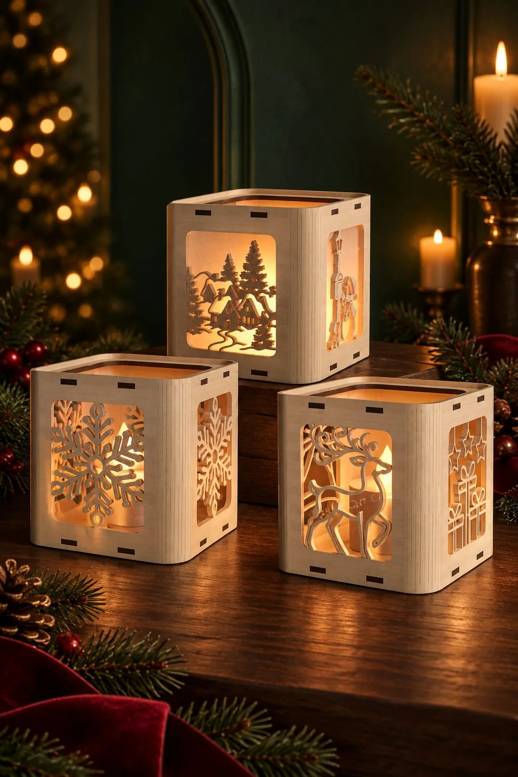 Christmas Candle Holder Laser Cut — SVG laser cut file