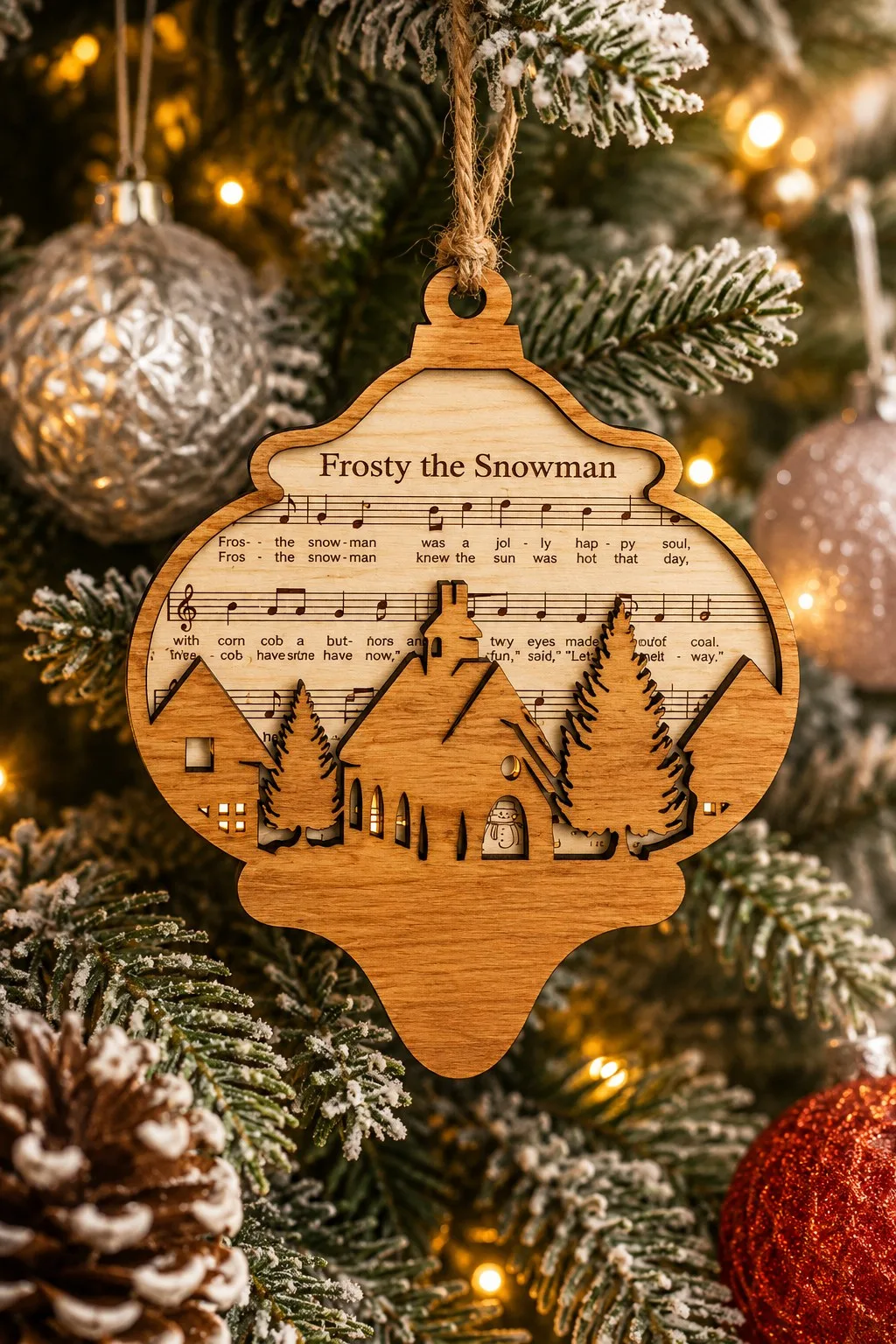 Sheet Music Christmas Ornament — SVG laser cut file