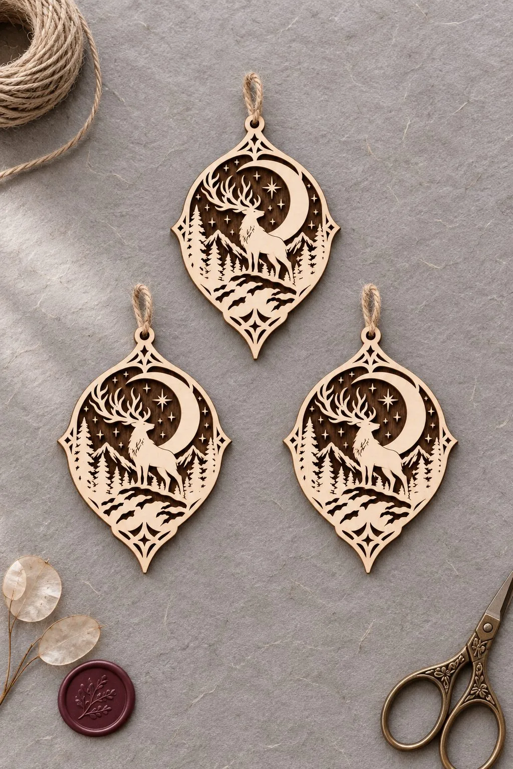 Christmas Deer Ornament Laser Cut Fi — SVG laser cut file