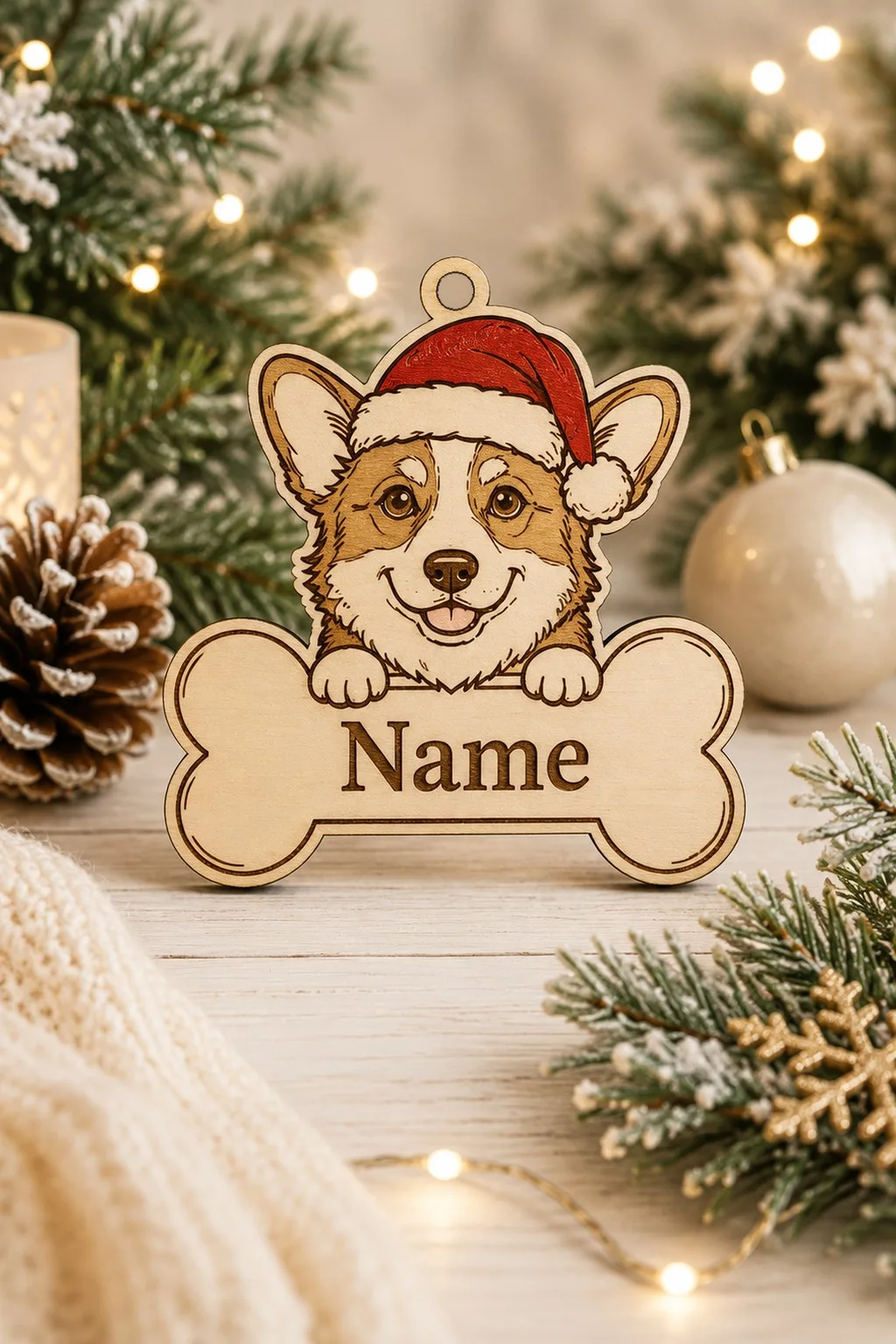 Dog Bone Christmas Ornament — SVG laser cut file
