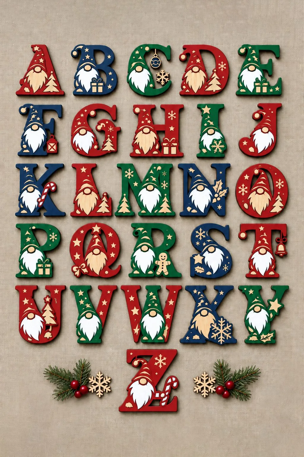 Christmas Gnome Alphabet Laser Cut Bundl — SVG laser cut file