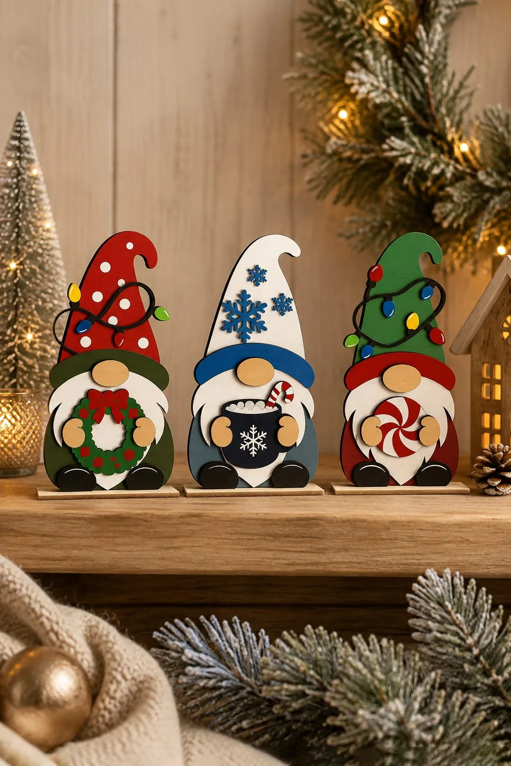 Christmas Gnome Shelf Sitters — SVG laser cut file