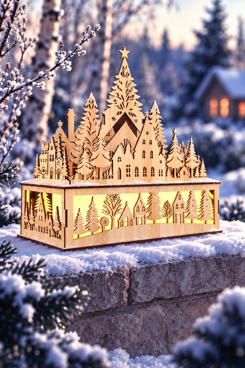 Christmas Laser Cut Wooden Village Scene — SVG laser cut file