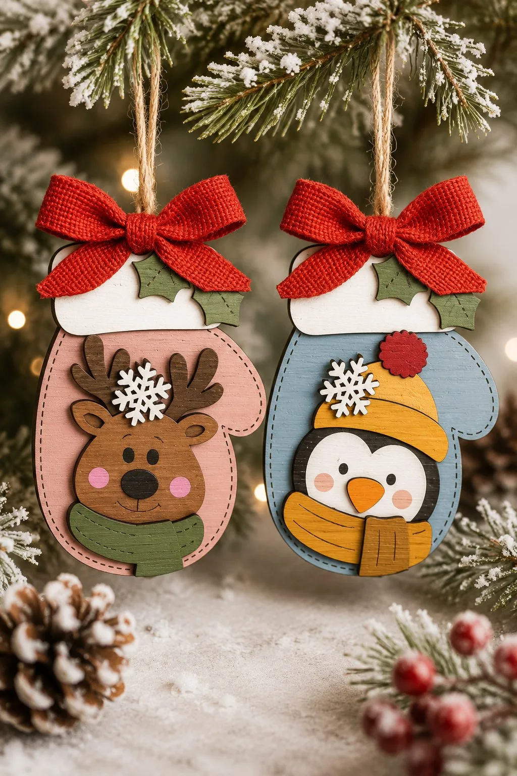 Mitten Ornaments With a Face Inside — SVG laser cut file
