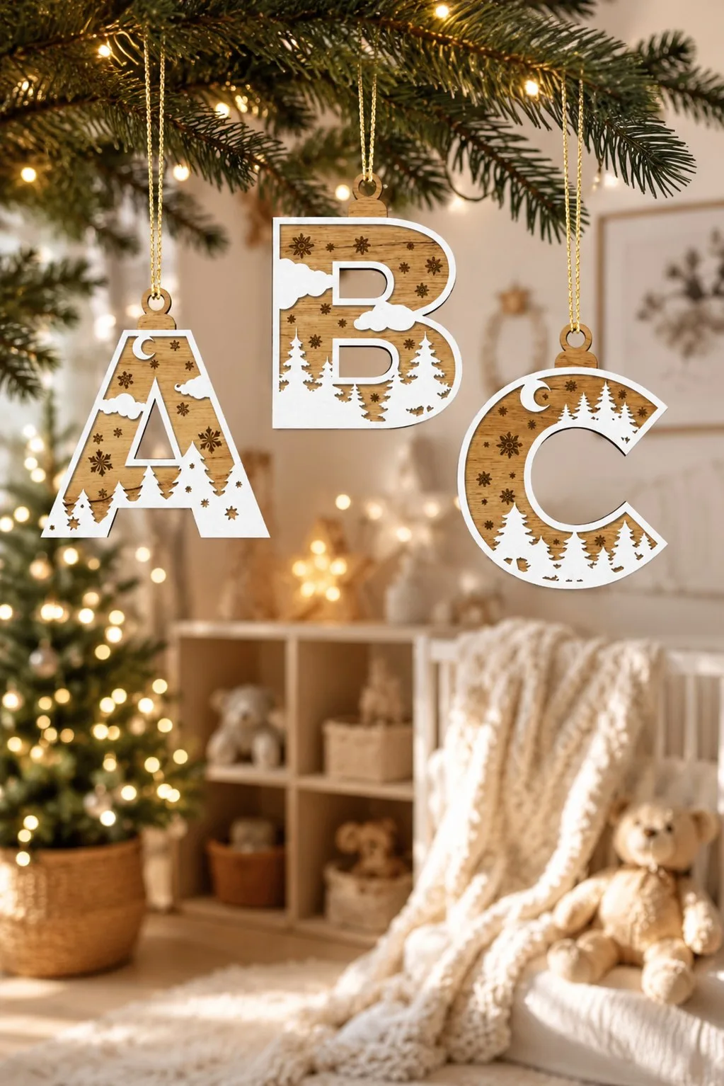 Alphabet Letter Ornaments for the Tree — SVG laser cut file