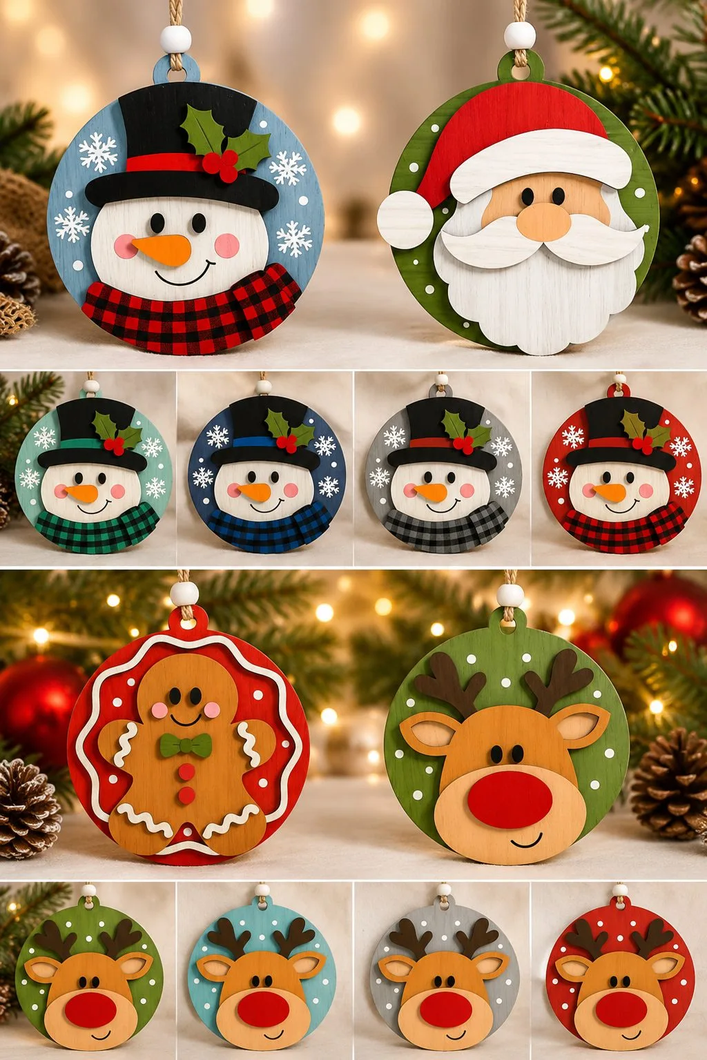 Round Character Ornaments — SVG laser cut file