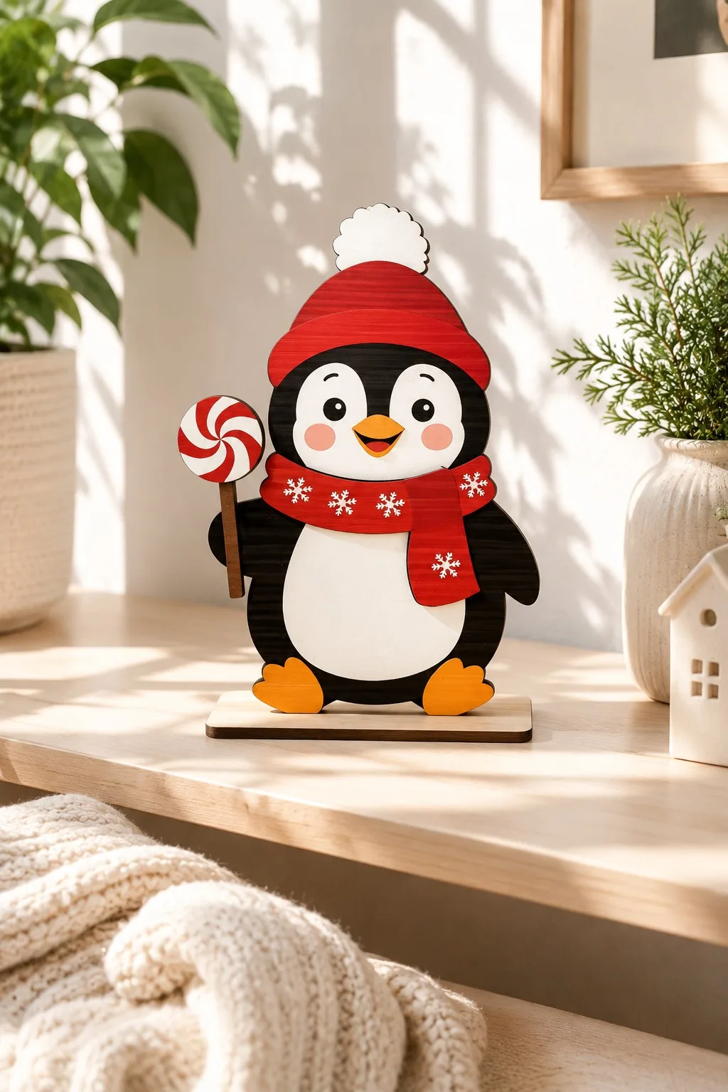 Christmas Penguin Shelf Sitter — SVG laser cut file