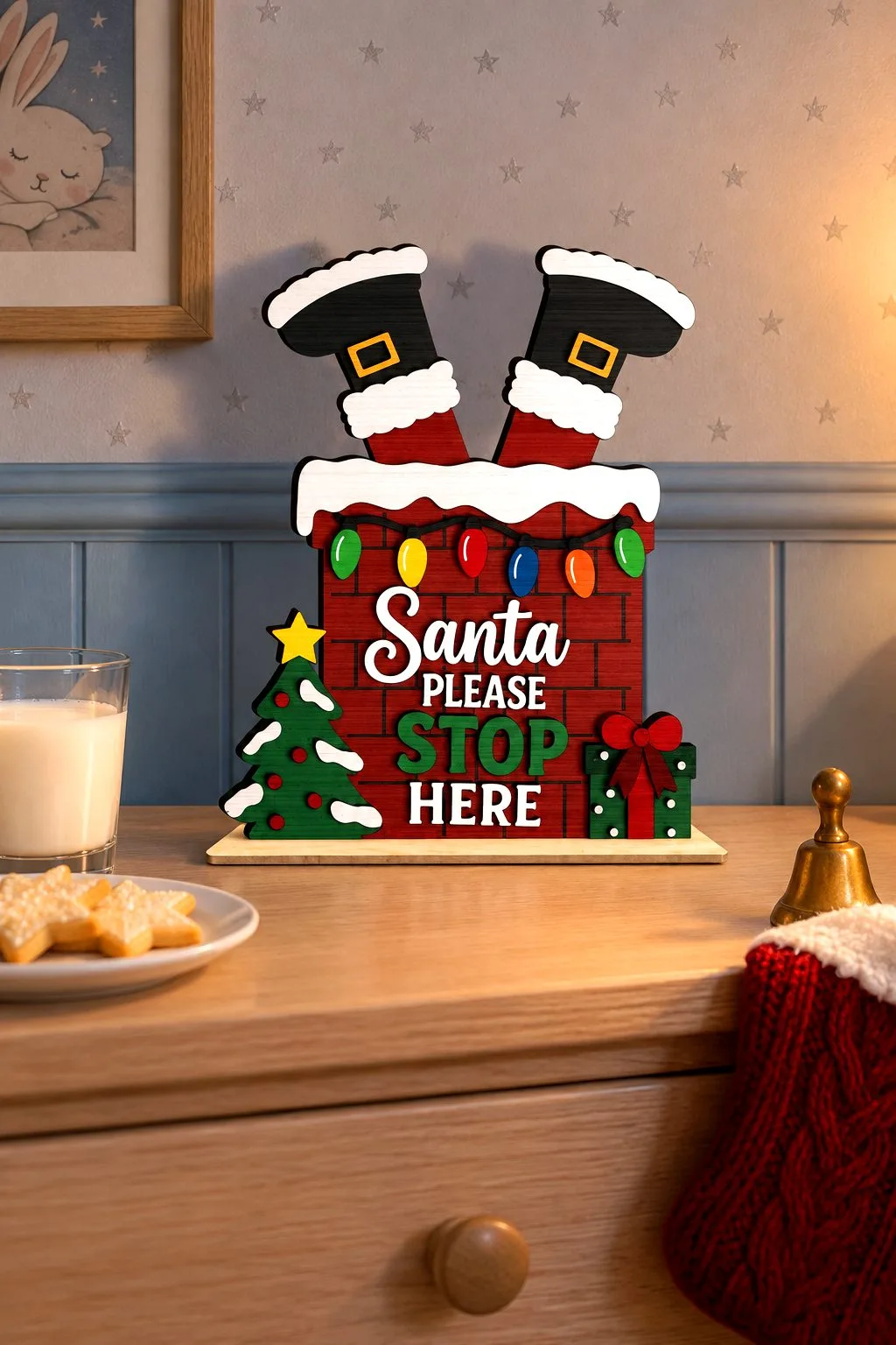 Christmas Santa Stop Here Laser Cut File — SVG laser cut file