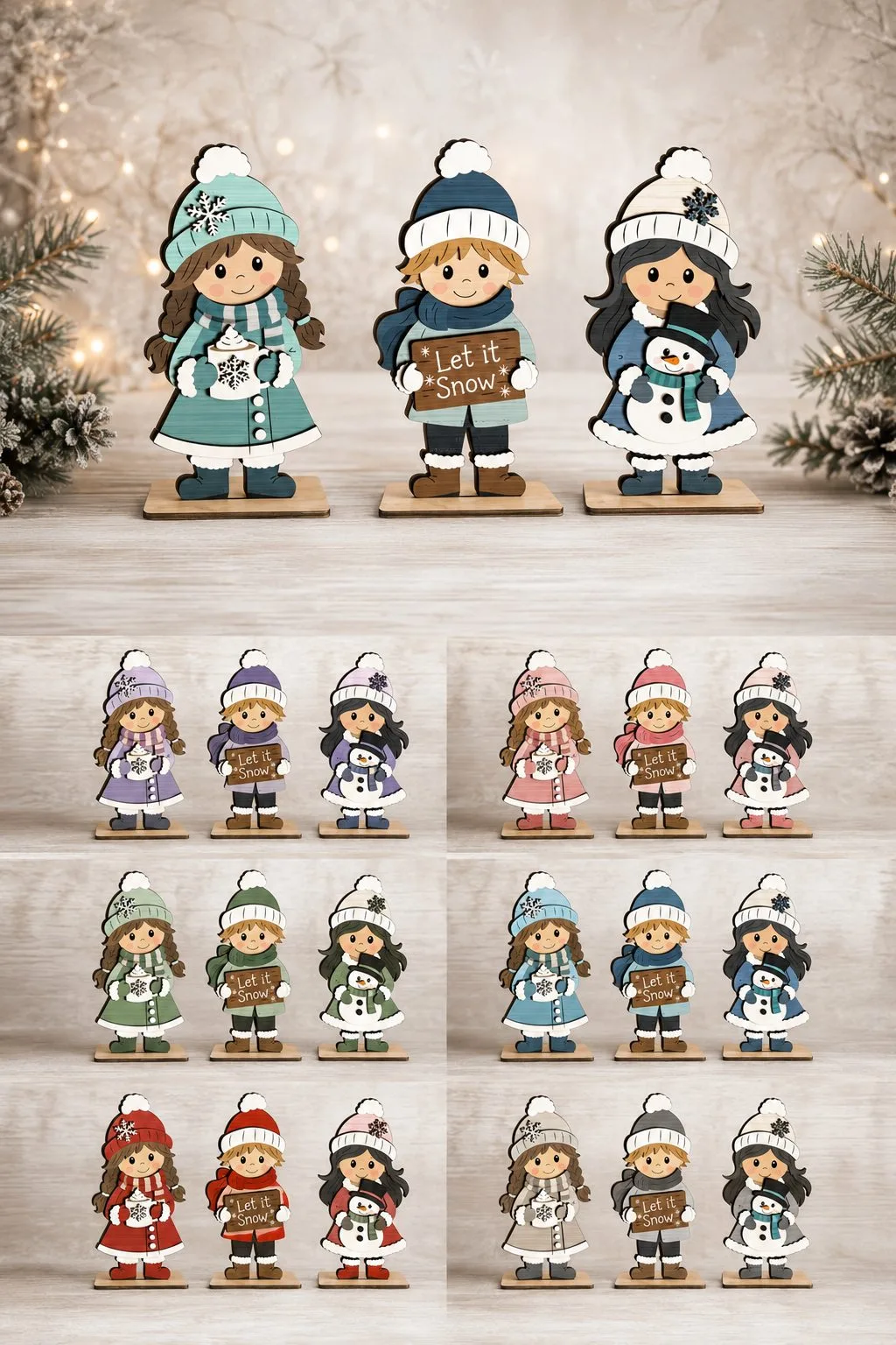Christmas Shelf Sitter Figures — SVG laser cut file