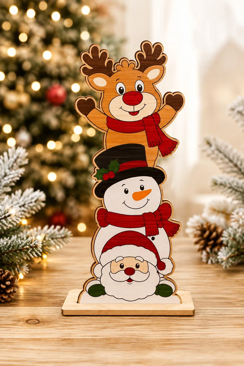 Stacked Christmas Character Sitter — SVG laser cut file