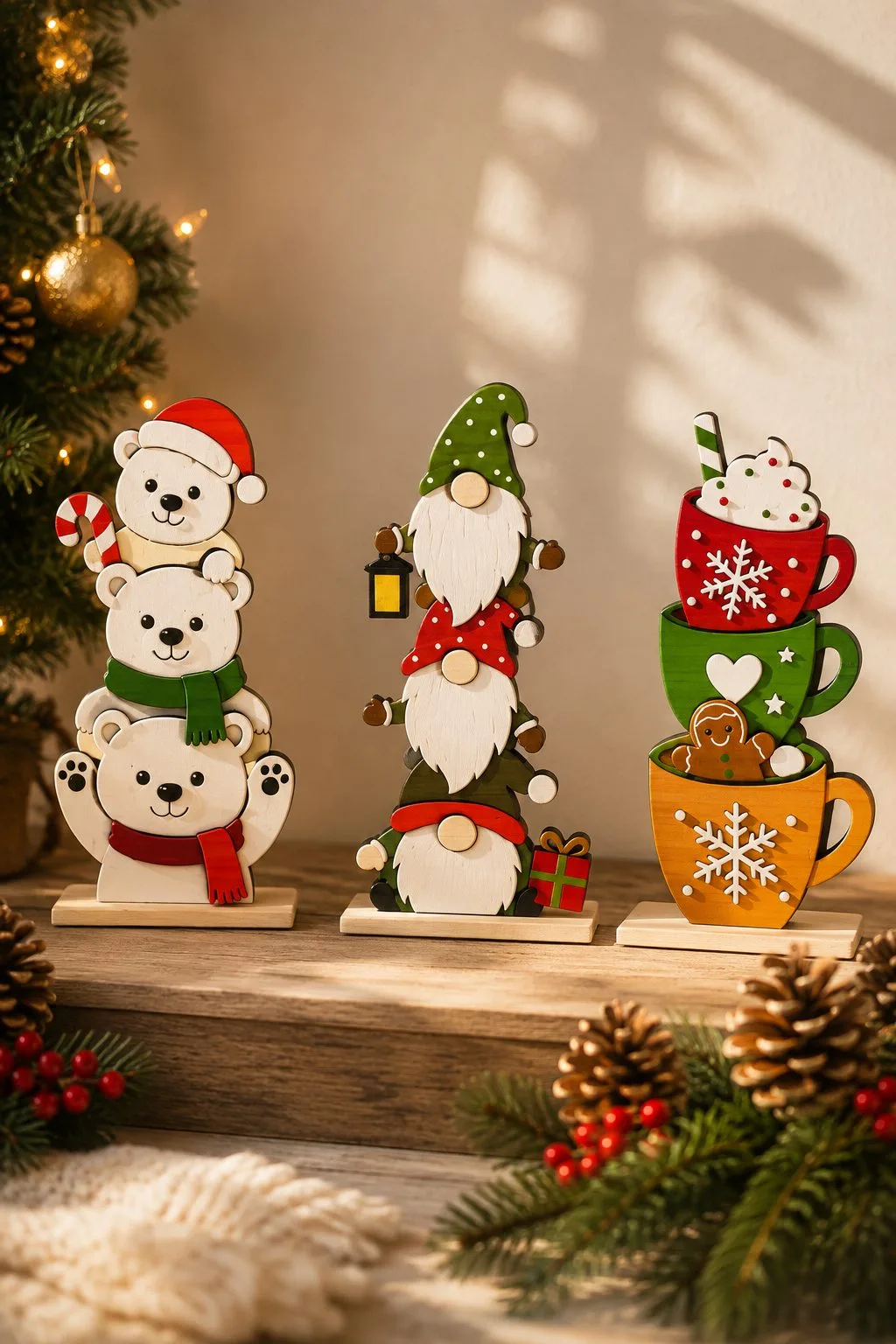 Christmas Tiered Tray Stacks — SVG laser cut file
