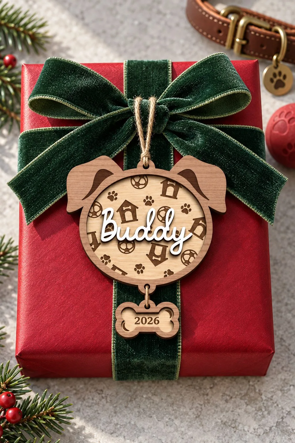 Christmas Tree Dog Ornament Laser Cut — SVG laser cut file