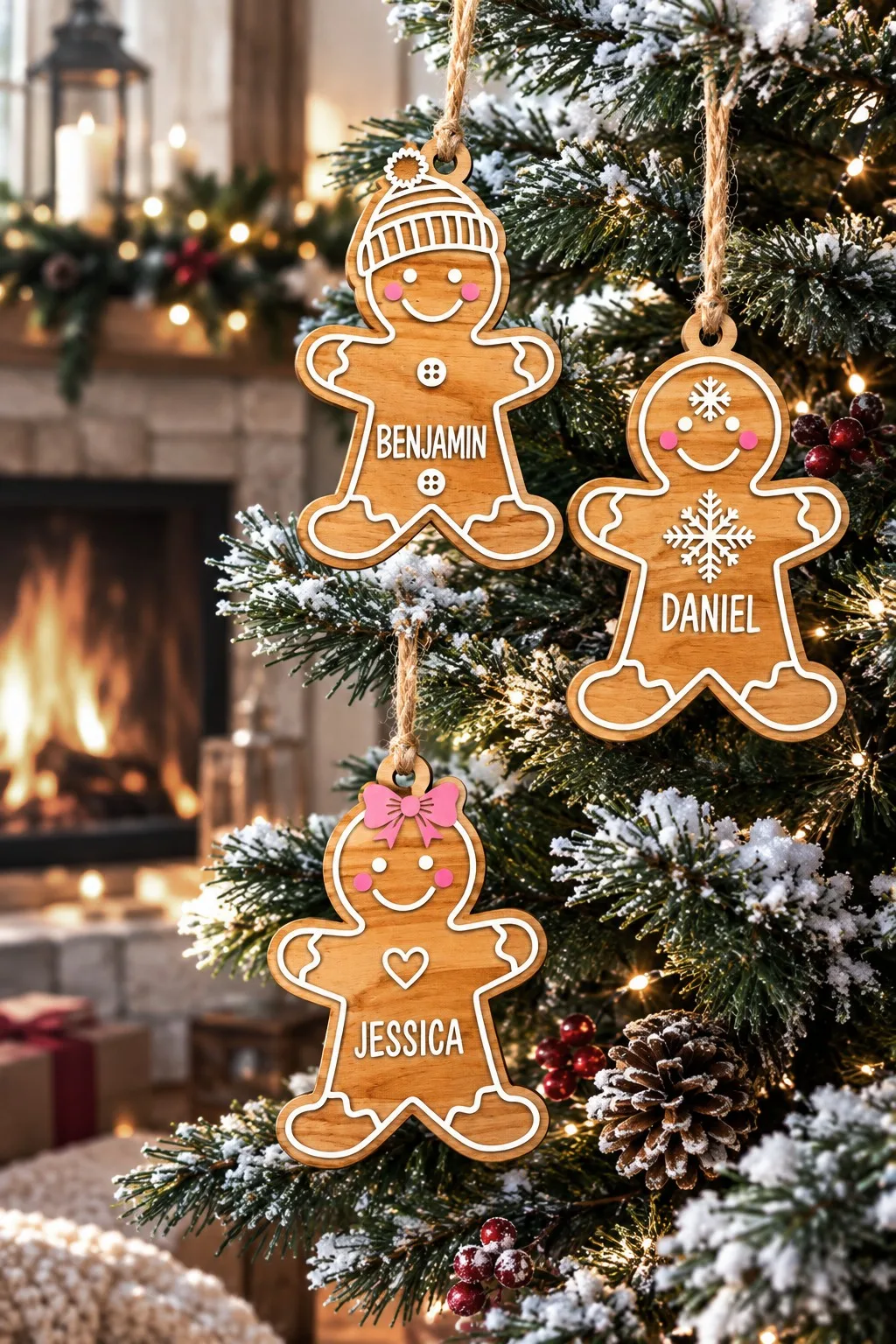 Gingerbread Name Ornaments for the Family — SVG laser cut file