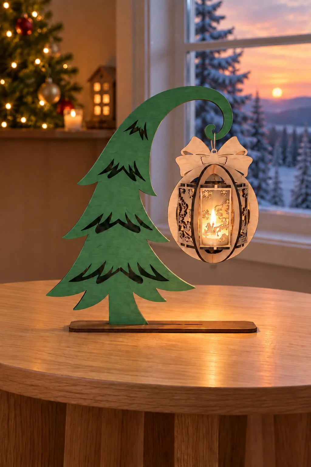 Christmas Tree Lantern Santa Sleigh — SVG laser cut file