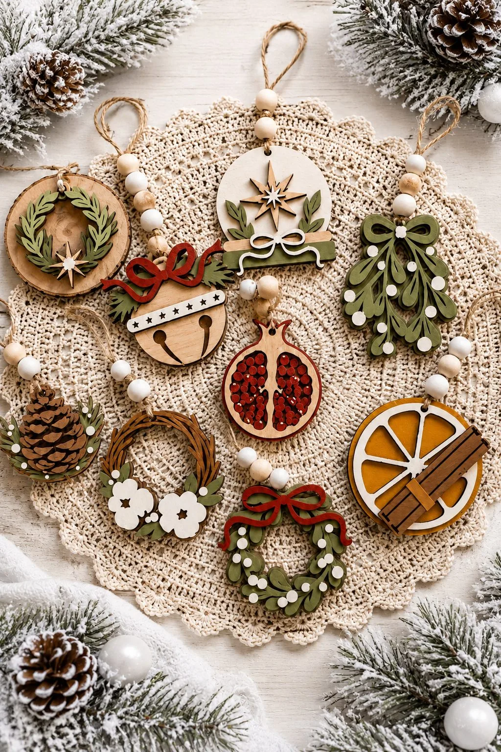 Minimal Wooden Christmas Ornaments — SVG laser cut file