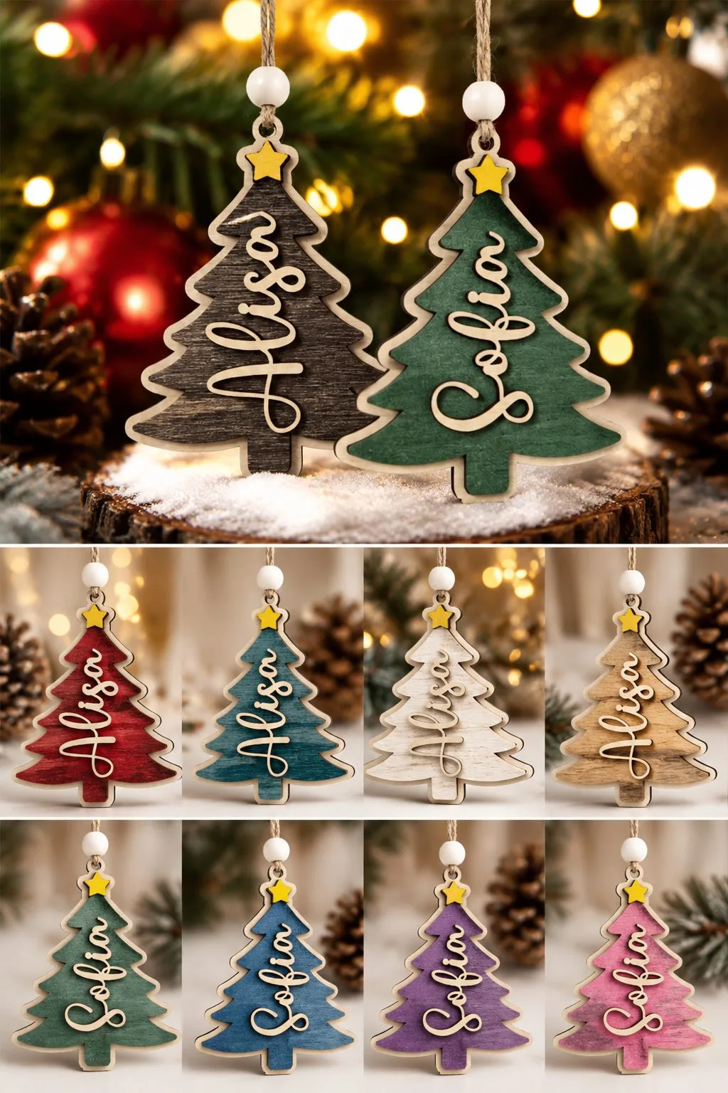 Personalised Christmas Tree Tags — SVG laser cut file