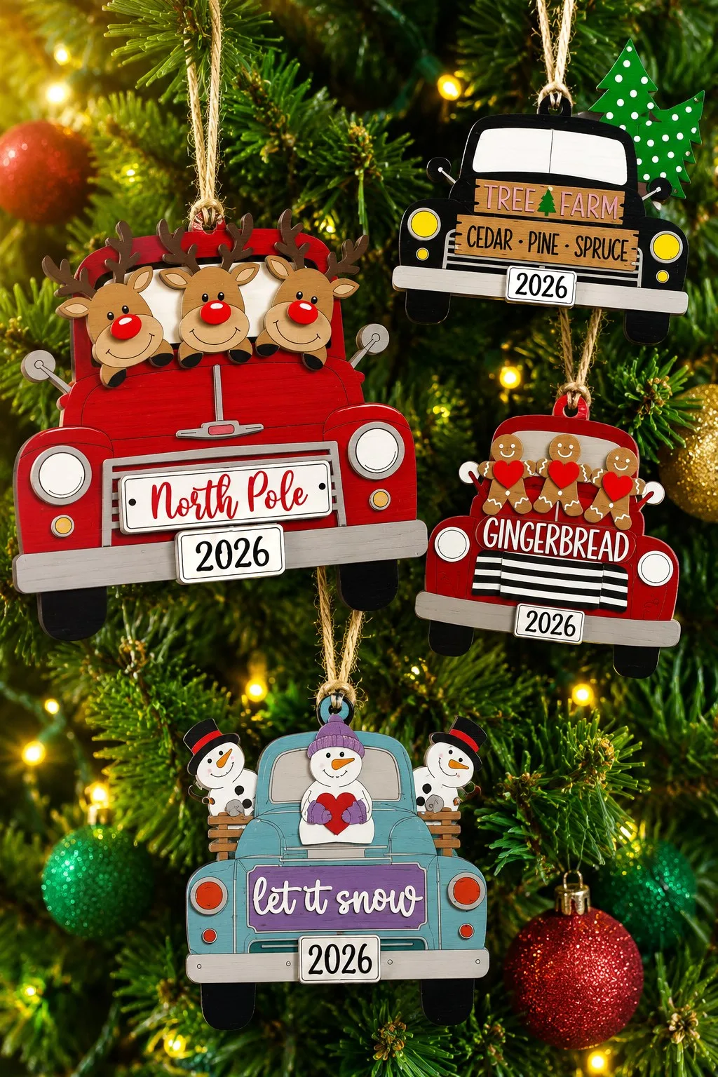 Vintage Truck Ornaments for the Tree — SVG laser cut file