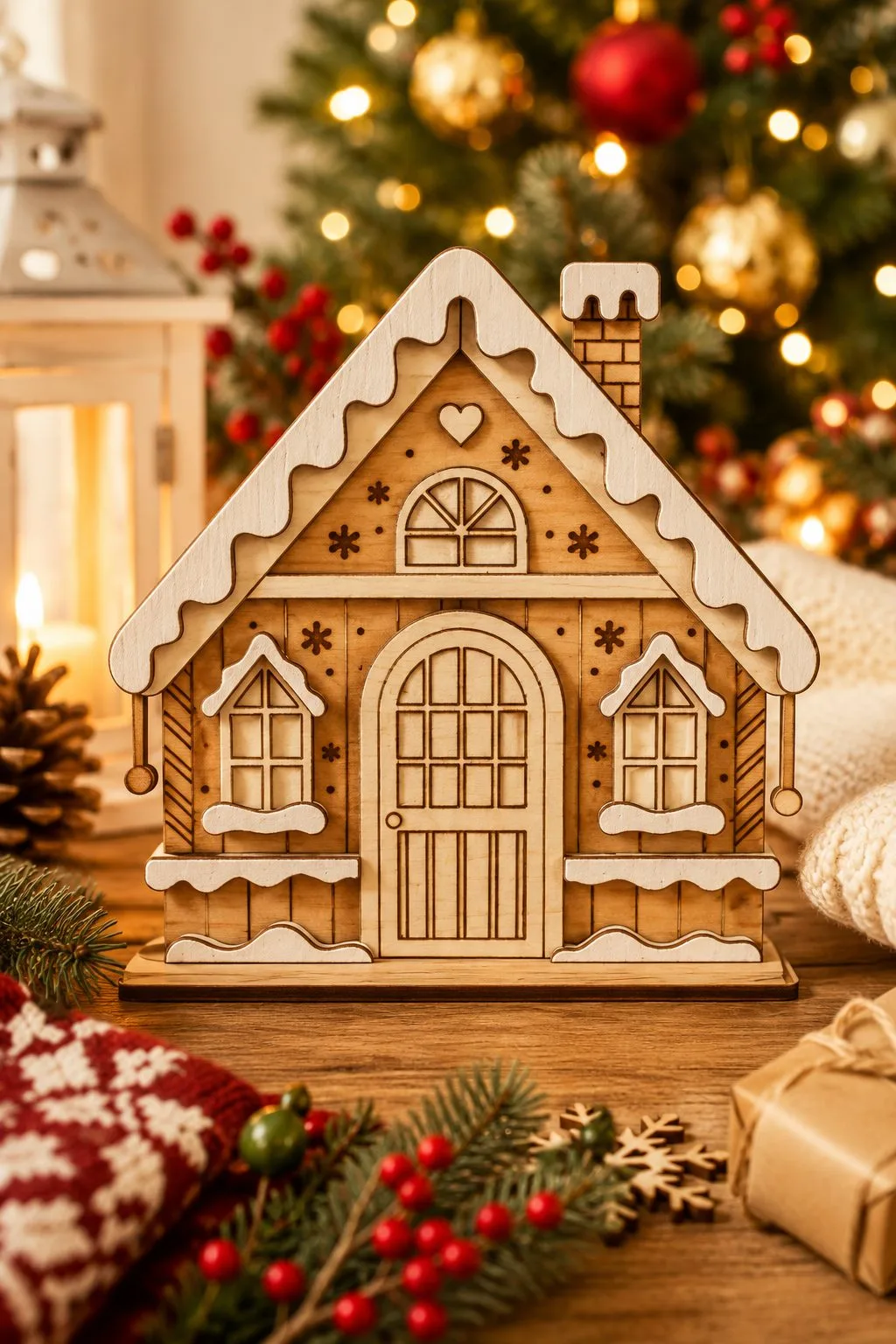Gingerbread Cottage Facade — SVG laser cut file